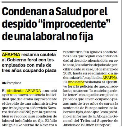 Condenan a Salud por el despido improcedente de una laboral no fija