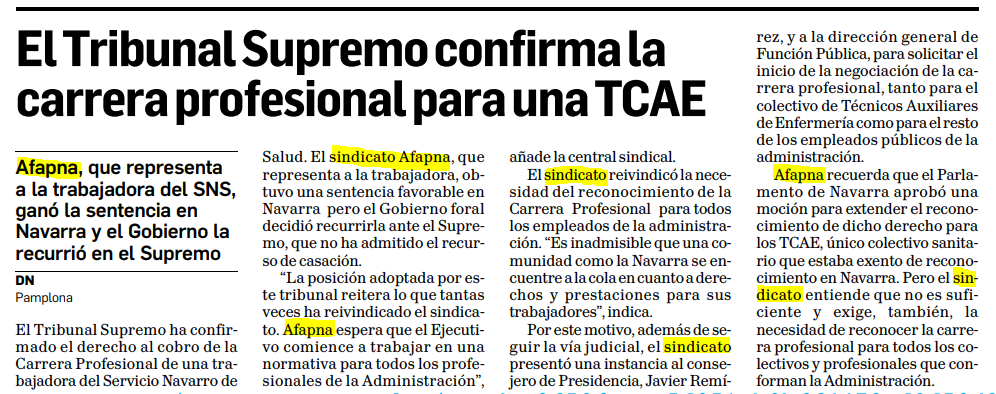 El Tribunal Supremo confirma la carrera profesional para una ATS