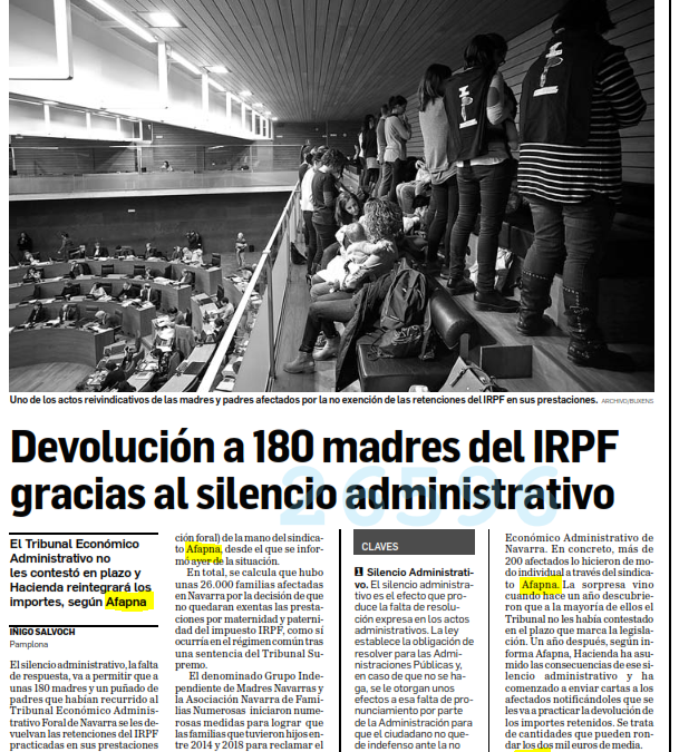 Devolución a 180 madres del IRPF gracias al silencio administrativo