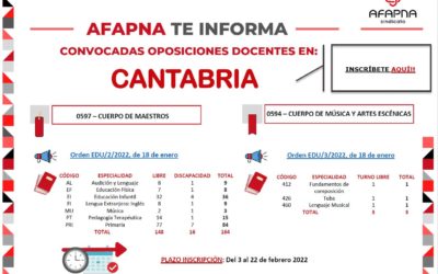 CANTABRIA OPOSICIONES CONSERVATORIO Y MAESTROS : Del 3 al 22 de febrero
