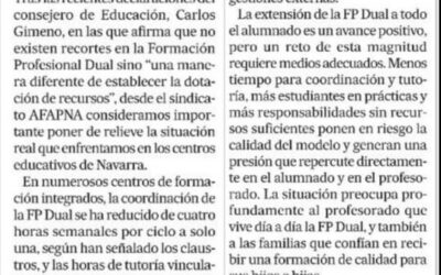 AFAPNA REVINDICA: «FP DUAL: OTRO CAMBIO SIN RECURSOS.»